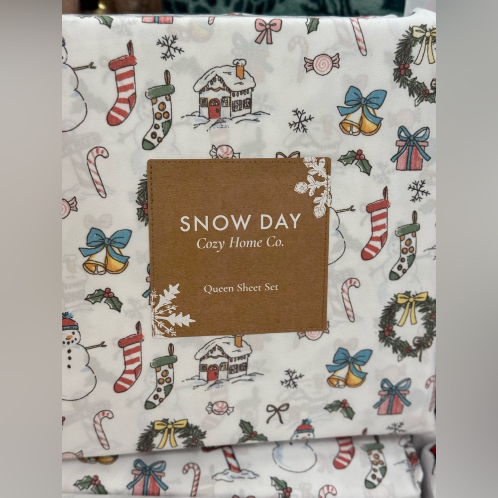 Indigo Snow Day Queen Sheet Set - Festive Multicolor